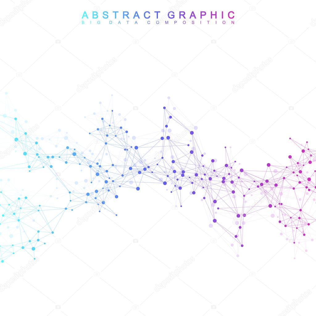 Geometric abstract vector with connected line and dots. Global network connection background. Technological sense abstract illustration.
