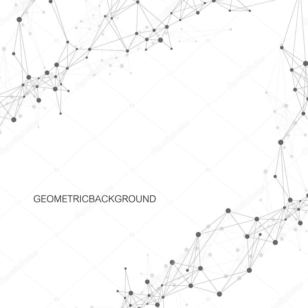 Geometric abstract vector with connected line and dots. Global network connection background. Technological sense abstract illustration.