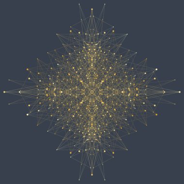 Bilgisayar phyllotaxis noktalı helix akışı fraktal vektör oluşturulan. Fütüristik minimalist düzeni. Kavramsal generatif arka plan. Dalgalı dön rozet.