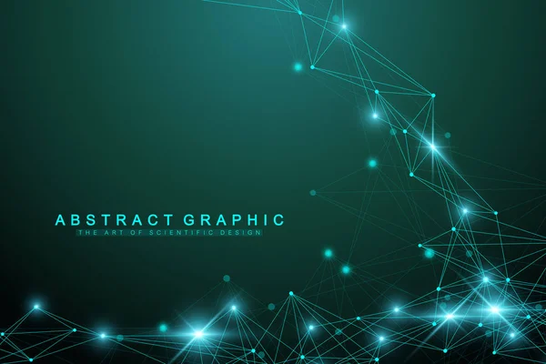 Geometric abstract background with connected line and dots. Graphic background for your design. Vector illustration. — Stock Vector