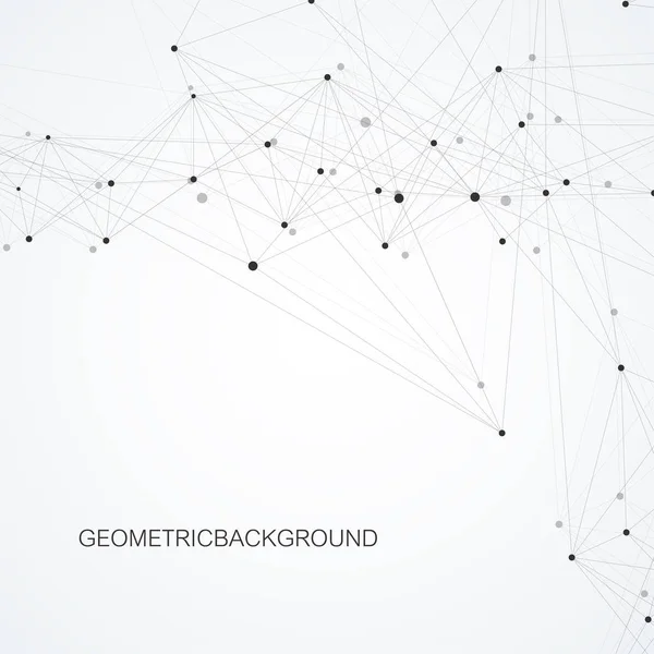 Molécula geométrica de fondo gráfico y comunicación. Complejo de macrodatos con compuestos. Fondo de perspectiva. Arreglo mínimo. Visualización digital de datos. Ilustración científica de vectores cibernéticos . — Vector de stock