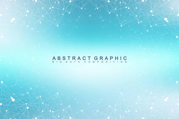 Geometric graphic background molecule and communication. Big data complex with compounds. Perspective backdrop. Minimal array. Digital data visualization. Scientific cybernetic vector illustration. — Stock Vector