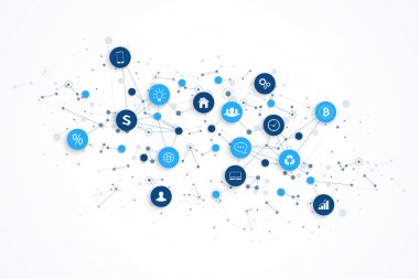 Şeylerin çok Internet ve ağ bağlantı kavramı tasarlamak vektör. Akıllı dijital kavramı