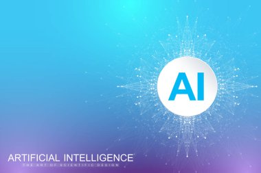 Geometrik grafik arka plan yapay zeka. Türbülans akış iz. Bilim ve teknoloji fütüristik arka plan. Büyük veri görselleştirme bileşikler ile karmaşık. Sibernetik illüstrasyon