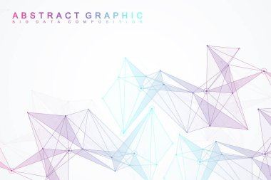 Geometrik grafik arka plan molekül ve iletişim. Büyük veri bileşikler ile karmaşık. Perspektif zemin. En az dizi. Dijital veri görselleştirme. Bilimsel sibernetik vektör çizim.