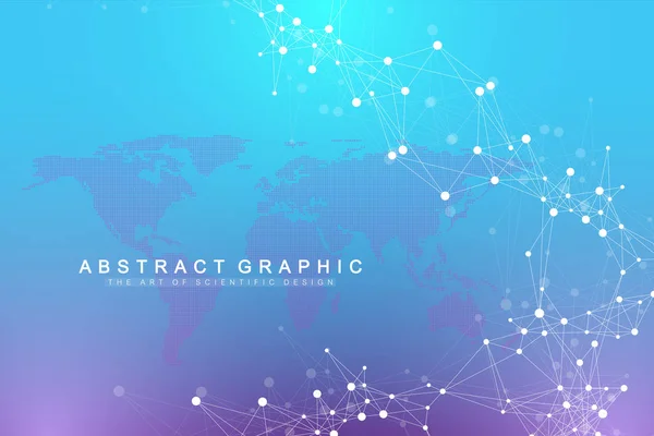 Sfondo grafico geometrico intelligenza artificiale. Sentiero del flusso delle turbolenze. Sfondo scientifico e tecnologico futuristico. Complesso di visualizzazione di big data con composti. Illustrazione cibernetica — Vettoriale Stock