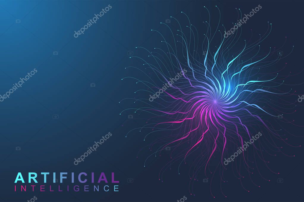 Artificial Intelligence Logo. Artificial Intelligence and Machine Learning Concept. Vector symbol AI. Neural networks and another modern technologies concepts. Technology sci-fi concept.