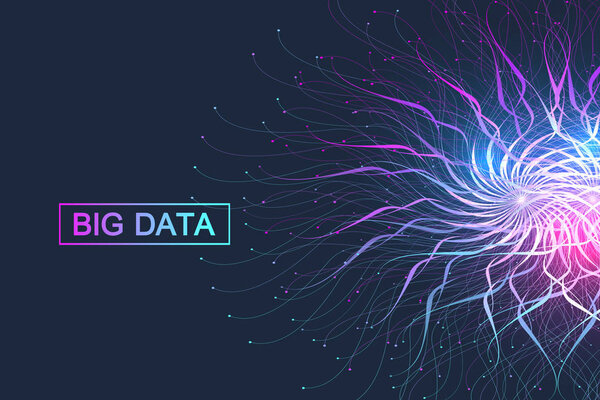 Geometric graphic background molecule and communication. Big data complex with compounds. Perspective backdrop. Minimal array. Digital data visualization. Scientific cybernetic vector illustration.