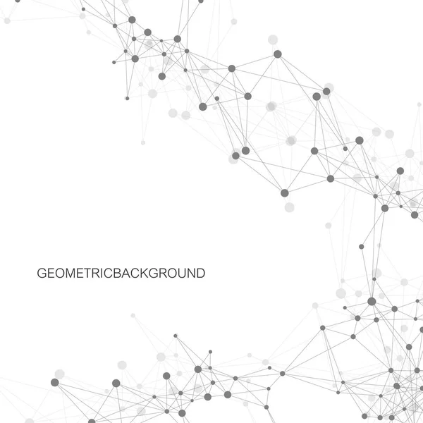 Fundo abstrato geométrico com linha conectada e pontos. Fundo gráfico para o seu projeto. Ilustração vetorial . — Vetor de Stock