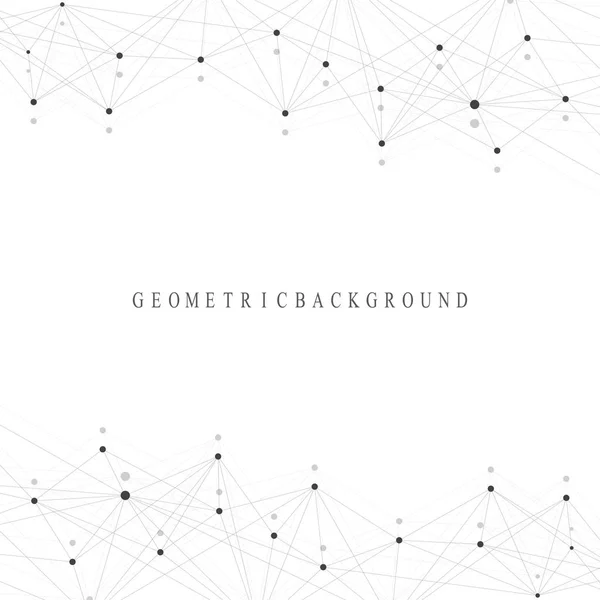Geometric graphic background molecule and communication. Big data complex with compounds. Perspective backdrop. Minimal array. Digital data visualization. Scientific cybernetic vector illustration. — Stock Vector