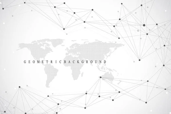 Politikai világtérkép globális technológia hálózati fogalom. Digitális adatok visualization. Tudományos kibernetikus részecske vegyületek. Nagy háttér adatátvitel. Vektoros illusztráció. — Stock Vector