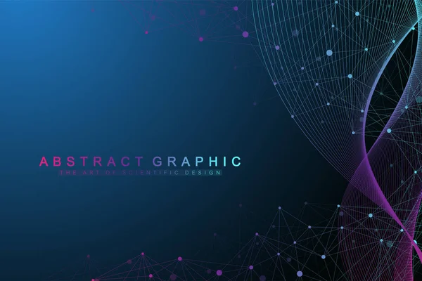 Molécula geométrica de fondo gráfico y comunicación. Complejo de macrodatos con compuestos. Fondo de perspectiva. Arreglo mínimo. Visualización digital de datos. Ilustración científica de vectores cibernéticos . — Vector de stock