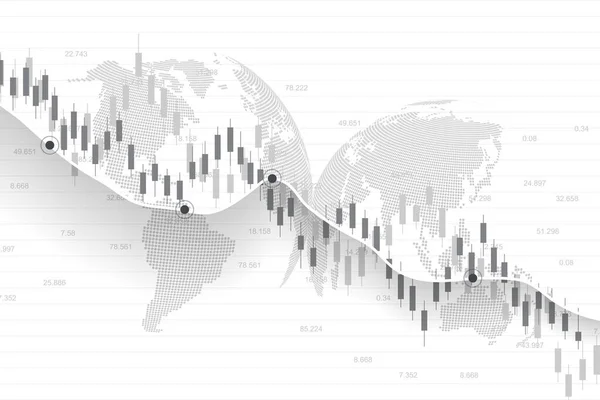 Grafico di borsa o di trading forex nel concetto grafico per gli investimenti finanziari o le tendenze economiche business idea design. Contesto finanziario mondiale. Illustrazione vettoriale . — Vettoriale Stock