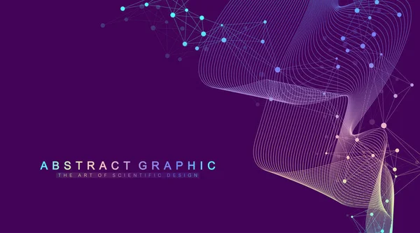 Ekspansja życia. Kolorowe tło eksplozji z połączoną linią i kropkami, przepływ fal. Wizualizacja Technologia kwantowa. Streszczenie graficznej eksplozji tła, pęknięcie ruchu, ilustracja wektora. — Wektor stockowy