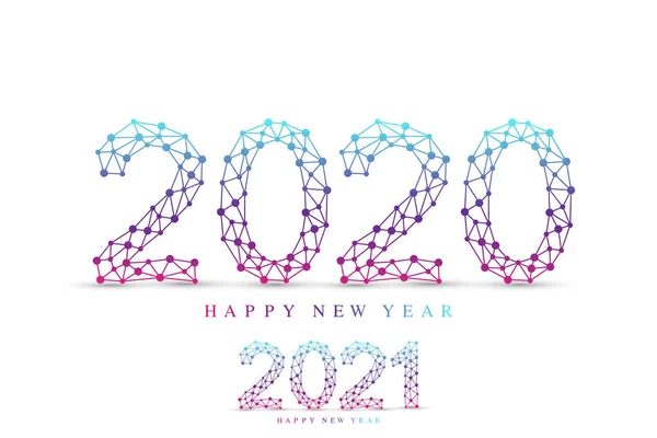 Metin Tasarımı Noel ve Mutlu Yıllar 2020, 2021. Grafik arkaplan iletişimi. Noktalarla birleştirilmiş çizgiler. Sunumlar, kartpostallar, el ilanları, broşürler ve posterler için tasarım ögesi, illüstrasyon