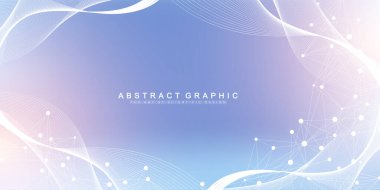 Büyük Genomik Veri Görselleştirme. DNA sarmalı, DNA ipliği, DNA testi. CRISPR CAS9 - Genetik mühendisliği. Molekül ya da atom, nöronlar. Bilim veya tıbbi geçmiş için soyut yapı, afiş. Dalga akışı.