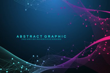Renkli moleküllerin arka planı. DNA sarmalı, DNA ipliği, DNA testi. Molekül ya da atom, nöronlar. Bilim ya da tıbbi altyapı için soyut bir yapı, afiş. Bilimsel moleküler vektör çizimi