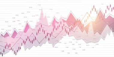 Borsa ve borsa. Business Candle borsa yatırım ticaretinin grafik çizelgesi. Borsa verileri. Tam isabet, grafiğin gidişatı. Vektör illüstrasyonu