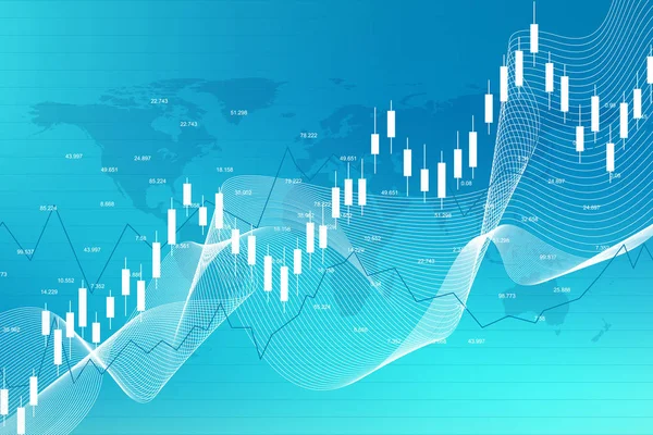 Pasar saham dan bursa. Grafik tongkat lilin Bisnis dari perdagangan investasi pasar saham. Data pasar saham. Titik Bullish, Trend grafik. Ilustrasi vektor - Stok Vektor