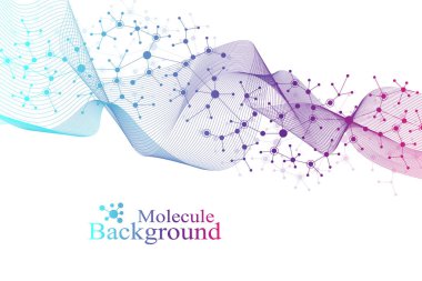 Büyük Genomik Veri Görselleştirme. DNA sarmalı, DNA ipliği, DNA testi. CRISPR CAS9 - Genetik mühendisliği. Molekül ya da atom, nöronlar. Bilim veya tıbbi geçmiş için soyut yapı, afiş. Dalga akışı.