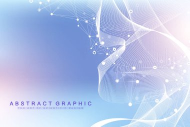 Big Genomic Data Visualization. DNA helix, DNA strand, DNA Test. CRISPR CAS9 - Genetic engineering. Molecule or atom, neurons. Abstract structure for Science or medical background, banner. Wave flow. clipart
