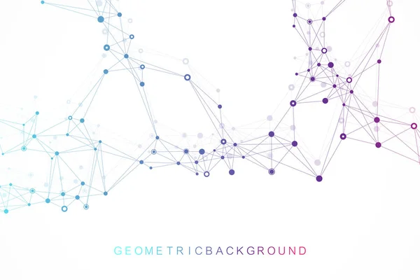 Cifre sfondo astratto con linea e punti collegati, flusso d'onda. Reti neurali digitali. Rete e sfondo di connessione per la presentazione. Sfondo poligonale grafico. Illustrazione vettoriale. — Vettoriale Stock