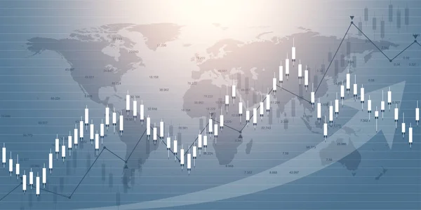 Börs diagram eller Forex Trading diagram för affärs-och finansiella begrepp. Aktie marknads data. Bullish peka, trend av grafen. Vektor illustration. — Stock vektor