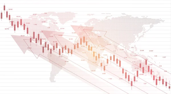 Graf akciových trhů nebo Forex obchodní graf pro obchodní a finanční koncepty. Údaje o akciovém trhu. Šištivý bod, trend grafu Vektorová ilustrace. — Stockový vektor