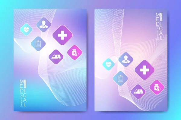 Modern Health care cover template design for a report and medical brochure design, leták, letáky pro tisk prezentace. Zdravotní pojištění šablona vědecký design vektorové ilustrace — Stockový vektor