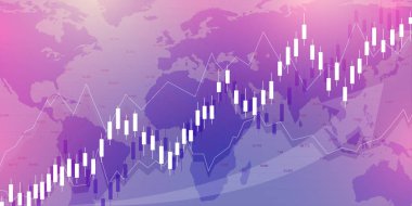 İş ve finansal kavramlar için hisse senedi piyasası grafik veya Forex ticaret şeması. Borsa verileri. Boğa noktası, grafik trend. Vektör Illustration.
