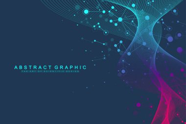 Yaşamın genişlemesi. Renkli patlama arkaplanı, birbirine bağlı çizgi ve noktalar, dalga akışı. Görselleştirme Kuantum teknolojisi. Soyut grafik arkaplan patlaması, hareket patlaması, vektör illüstrasyonu