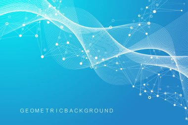 Büyük Genomik Veri Görselleştirme. DNA sarmalı, DNA ipliği, DNA testi. CRISPR CAS9 - Genetik mühendisliği. Molekül ya da atom, nöronlar. Bilim veya tıbbi geçmiş için soyut yapı, afiş. Dalga akışı.