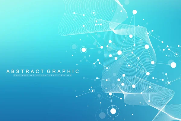 Visualisierung von Big Genomic Data. DNA Helix, DNA Strang, DNA Test. CRISPR CAS9 - Gentechnik. Molekül oder Atom, Neuronen. Abstrakte Struktur für Wissenschaft oder medizinischen Hintergrund, Banner. Wellenfluss. — Stockvektor