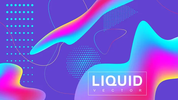 3d geometric abstract background with iridescent holographic liquid wavy gradient flowing dynamic shapes. Modern trendy background for your presentation banner design vector template — 스톡 벡터