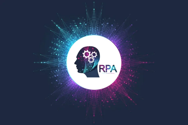 Rpa Robotic process automatisation Футуристичний прапор шаблонна концепція Rpa. Інноваційні технології. Штучний розум. Rpa Vector illustration — стоковий вектор