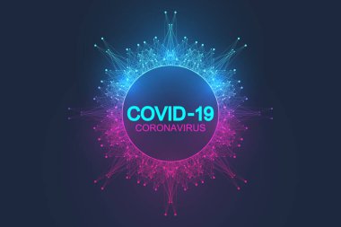 Coronavirus 2019-nCoV pankart şablonu. Corona virüs ikonu. Çin patojen solunum yolu enfeksiyonu, sağlık sigortası, mikrobiyoloji konsepti. Avrupa 'da salgın durdu. Vektör illüstrasyonu.