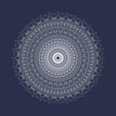 Dairesel kuantum bilgisayar teknolojisi kavramı. Küre patlaması arka planı. Derin öğrenme yapay zeka. Büyük veri algoritmaları görselleştirme. Dalgalar akıyor. Kuantum patlaması, vektör illüstrasyonu