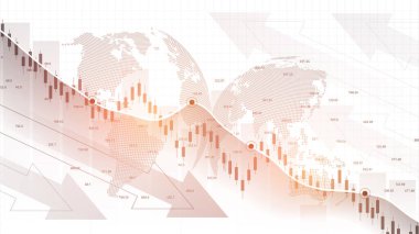 İş ve finansal kavramlar için hisse senedi piyasası grafik veya Forex ticaret şeması. Borsa verileri. Boğa noktası, grafik trend. Vektör Illustration.