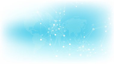 Bağlı çizgiler ve noktalarla Geometrik soyut arkaplan. Dalga akışı. Molekül ve iletişim geçmişi. Tasarımınız için grafiksel arkaplan. Vektör illüstrasyonu