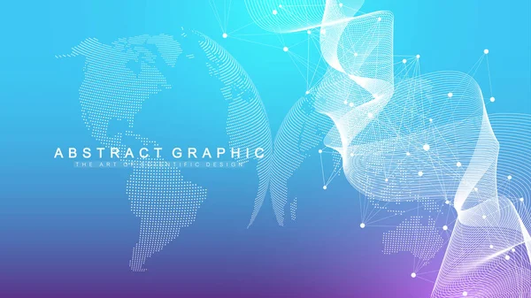 Geometrisk abstrakt bakgrund med ansluten linje och prickar. Nätverk och anslutning bakgrund för din presentation. Grafisk polygonal bakgrund. Vågflöde. Vetenskaplig vektor illustration. — Stock vektor