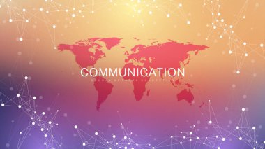 Bağlı çizgi ve noktalarla soyut arkaplan numaraları. Dijital sinirsel ağlar. Sunumunuz için ağ ve bağlantı arka planı. Grafik çokgen arkaplan. Vektör illüstrasyonu.