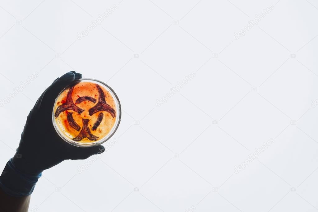 Petri dish with biohazard symbol