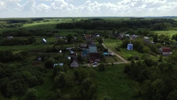 Video-opnamen van de drone River veld forest — Stockvideo