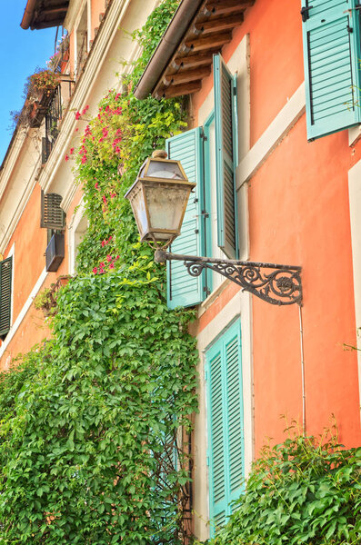 Colorful alley in Trastevere - Rome Italy