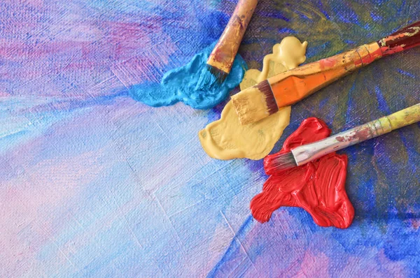 Kleurrijk geschilderd doek met kopie ruimte — Stockfoto