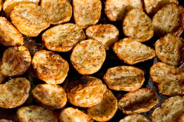 Yarım patates arka plan pişmiş, görünümü kapatın