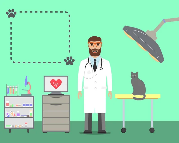 Ветеринарний лікар з кішкою . — стоковий вектор