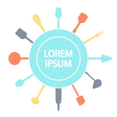 Reklam kartı ile mutfak eşyaları