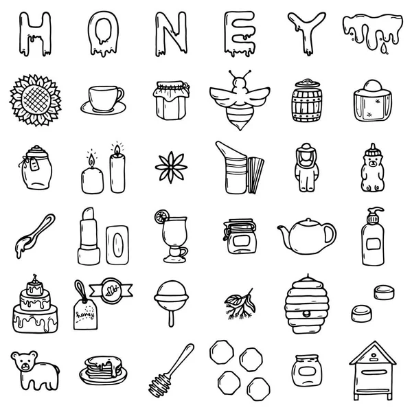 Conjunto de iconos de miel — Vector de stock