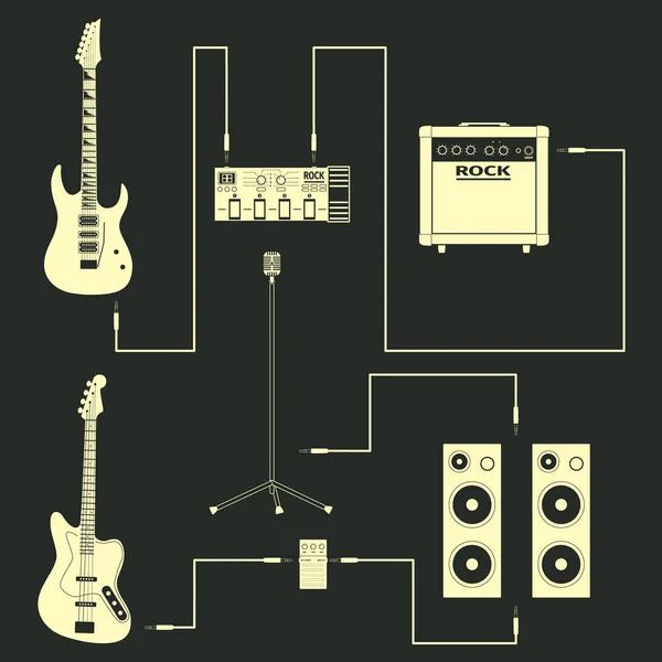 Set of concert equipment icons — Stock Vector